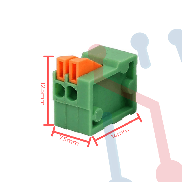 Bornera Resorte 2PIN 2.54mm Verde