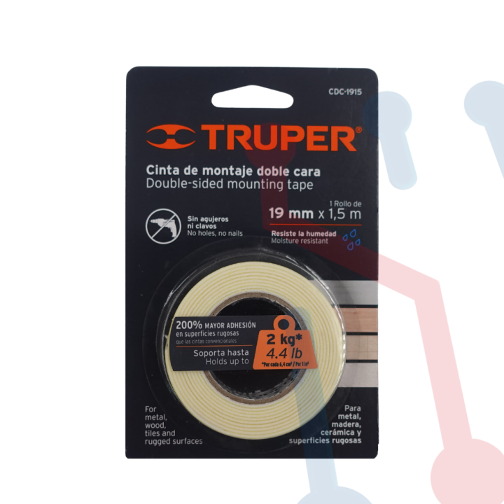 Cinta Doble Faz 19mm 1.5m TRUPER