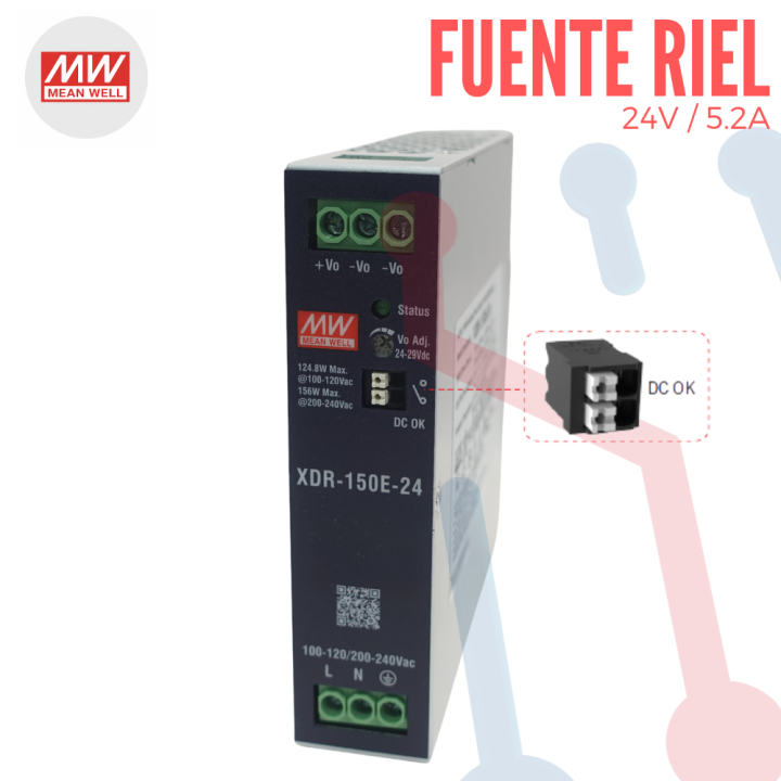 Fuente Riel  24V 5A Mean Well
