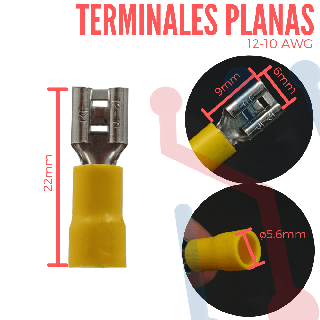 Terminal Plana Hembra 4.8mm Aislada AWG 12-10