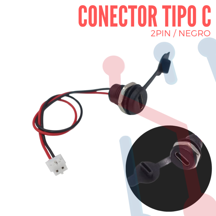 Conector Tipo C  Negro  16mm x 13.8mm