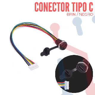 Conector Tipo C  Negro 6 pin (16mm x 13.8mm)