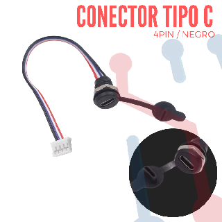 Conector Tipo C  Negro 4 pin (16mm x 13.8mm)