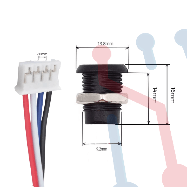 Conector Tipo C  Negro 4 pin (16mm x 13.8mm)