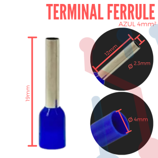 Terminal de Canutillo 4mm² Aislada AWG 12 (E4012)