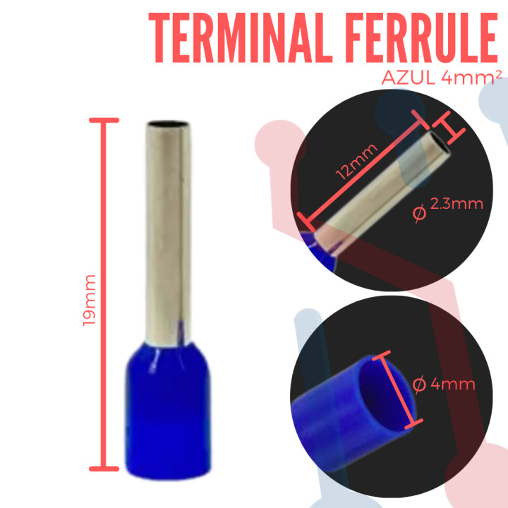 Terminal de Canutillo 4mm² Aislada AWG 12 (E4012)