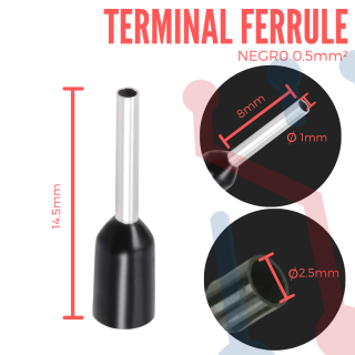 Terminal de Canutillo 0.5mm² Aislada AWG 20 (VE0508)