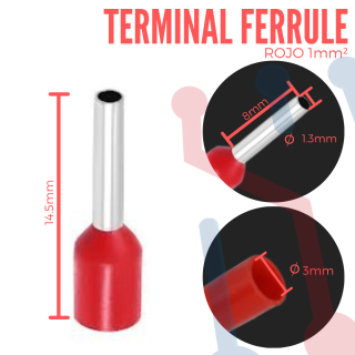 Terminal de Canutillo 1mm² Aislada AWG 18 (E1008)