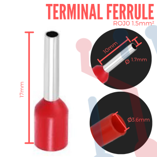Terminal de Canutillo 1.5mm²  AWG 16 Aislada  (E1510)
