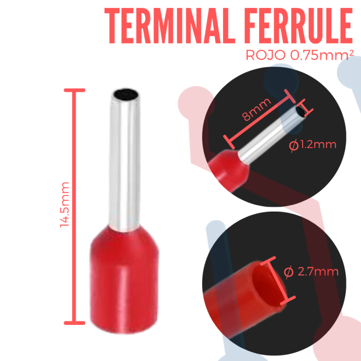 Terminal de Canutillo 0.75mm² Aislada AWG 18 (E7508)