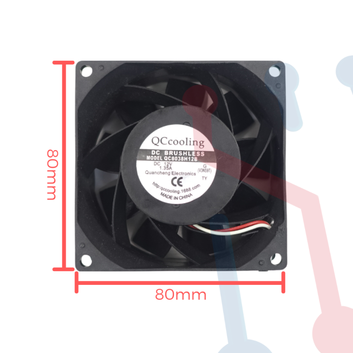 Ventilador Turbo 12V  80x80x38mm