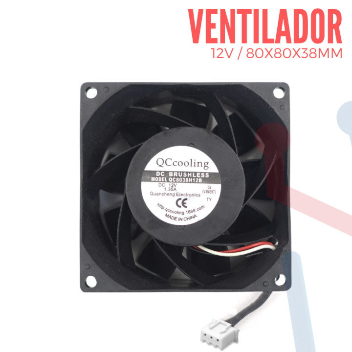 Ventilador Turbo 12V  80x80x38mm