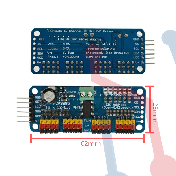 Controlador de Servos PWM 16 Canales PCA9685