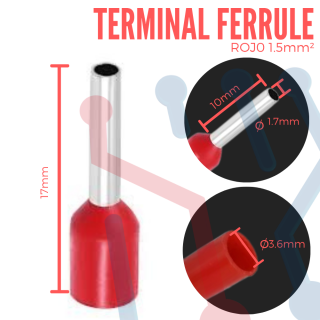 Terminal de Canutillo 1.5mm²  AWG 16 Aislada  (E1510)