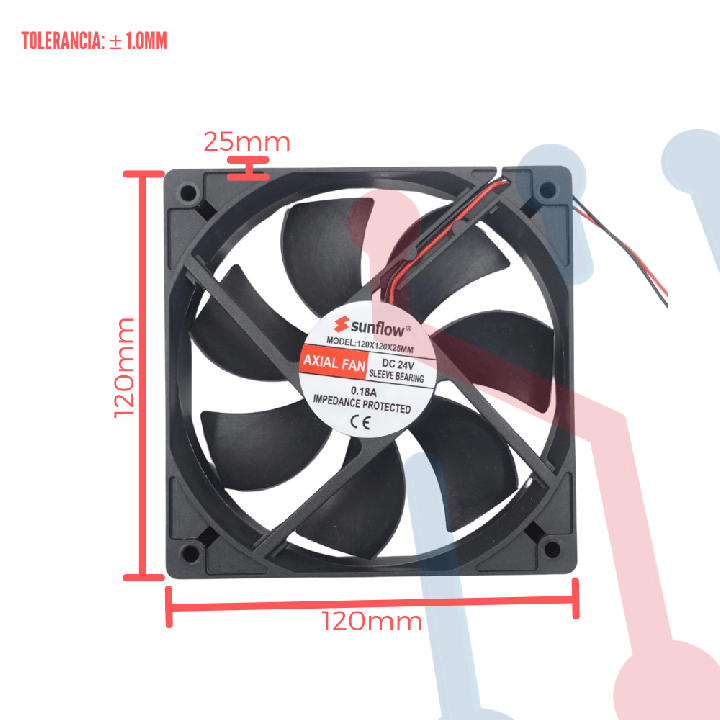 Ventilador 24V  120x120x25mm