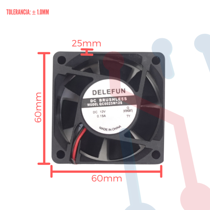 Ventilador 12V  60x60x25mm