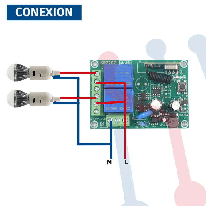 Módulo Receptor 2CH  433Mhz (110V AC)