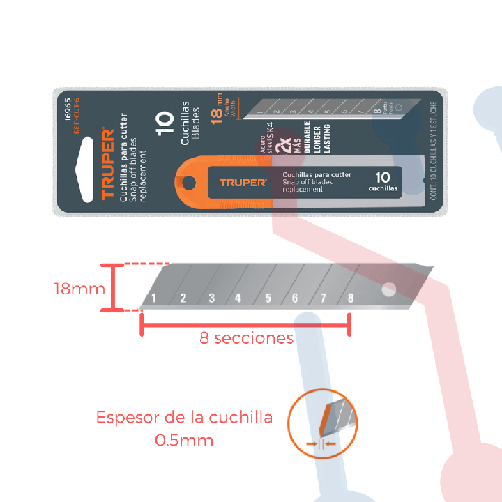 Kit Cuchillas 18mm para Bisturí (10Pcs)