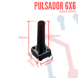 Pulsador 6x6x13mm 4 pines