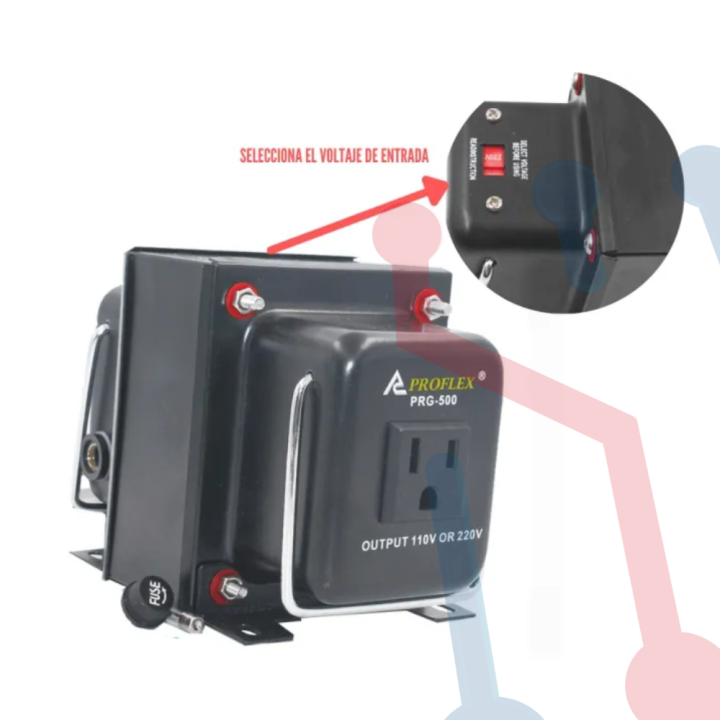 Transformador elevador y reductor de 110-220Vac y 220-110Vac 500W
