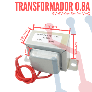 Transformador 9-6-0-6-9VAC 0.8A (EI507)