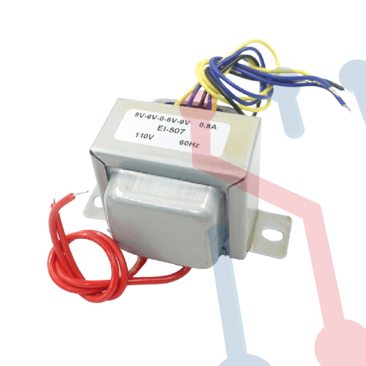 Transformador 9-6-0-6-9VAC 0.8A (EI507)