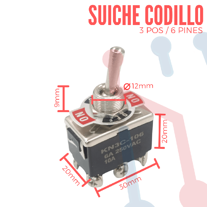 Suiche Codillo 3Pos 6Pin 10A