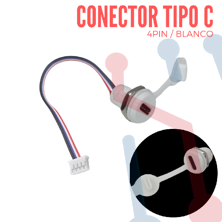 Conector Tipo C  Blanco 4 pin (16mm x 13.8mm)