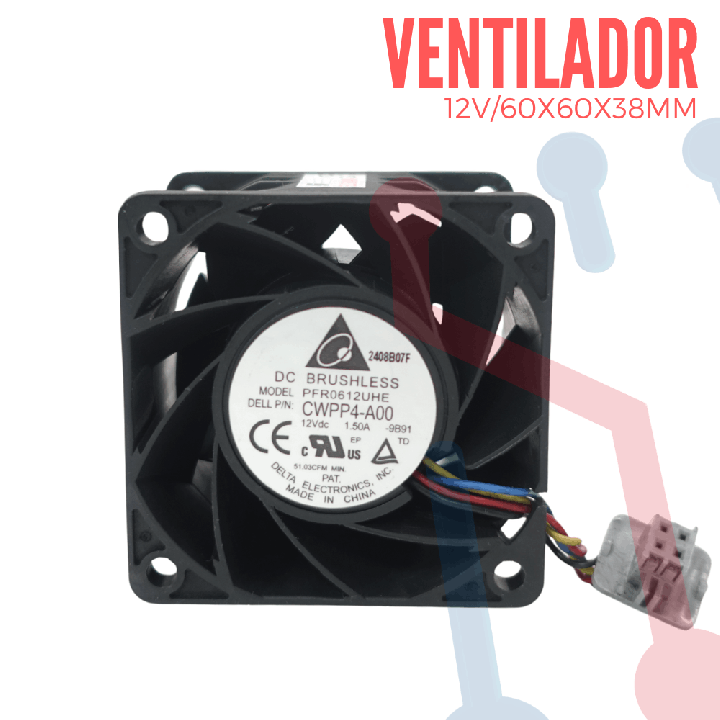 Ventilador Turbo 12V  60x60x38mm