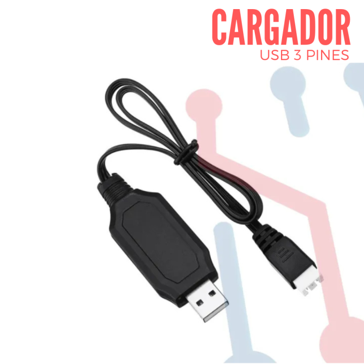 Cargador USB para Baterías LI-PO 7.4V 2S-3 Pines