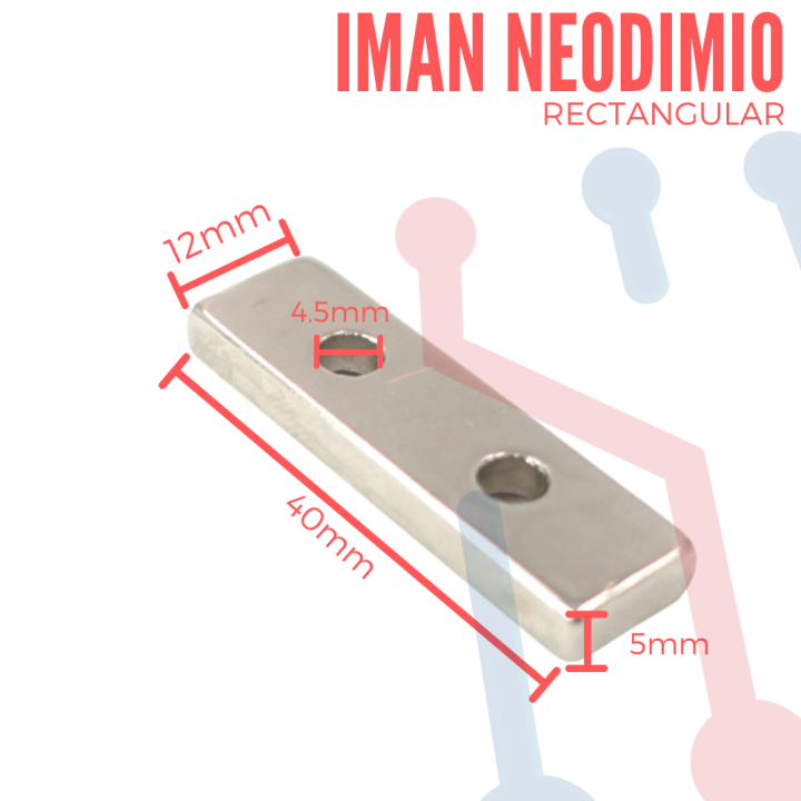 Imán Neodimio  Perforado 40x12x5mm