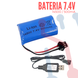 Bateria Litio-Ion 7.4V 500mAh con Cargador