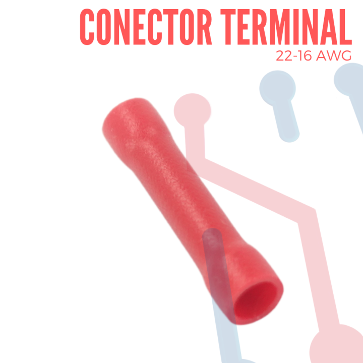 Terminal Empalme Tubular AWG 22-16 Rojo