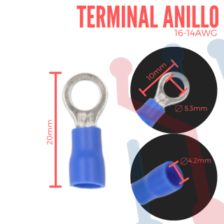 Terminal Anillo Aislada AWG 16-14 (5.3mm)