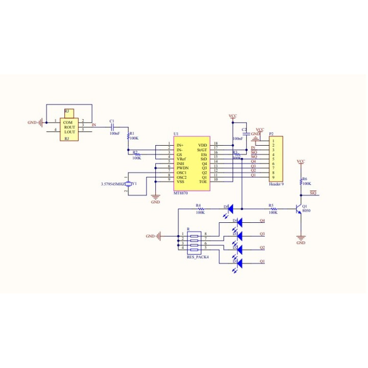 Módulo decodificador de DTMF (MT8870)