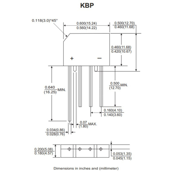 Puente Rectificador 600V 2A (KBP206)