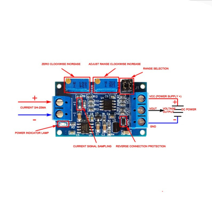 Convertidor Voltaje a Corriente 0-5V a 0-20mA