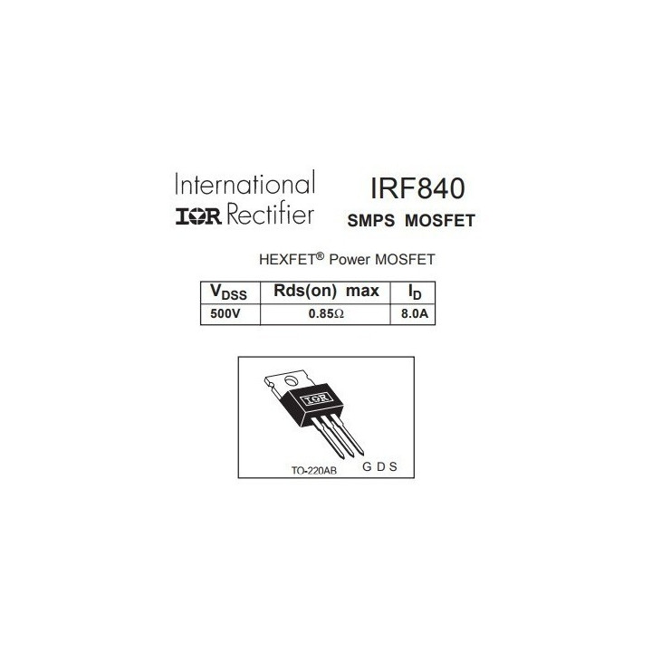 MOSFET Canal N IRF840