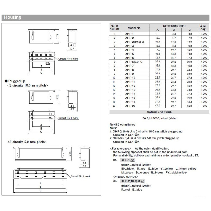 Conector JST XH 3 Pin hembra de 2.54mm