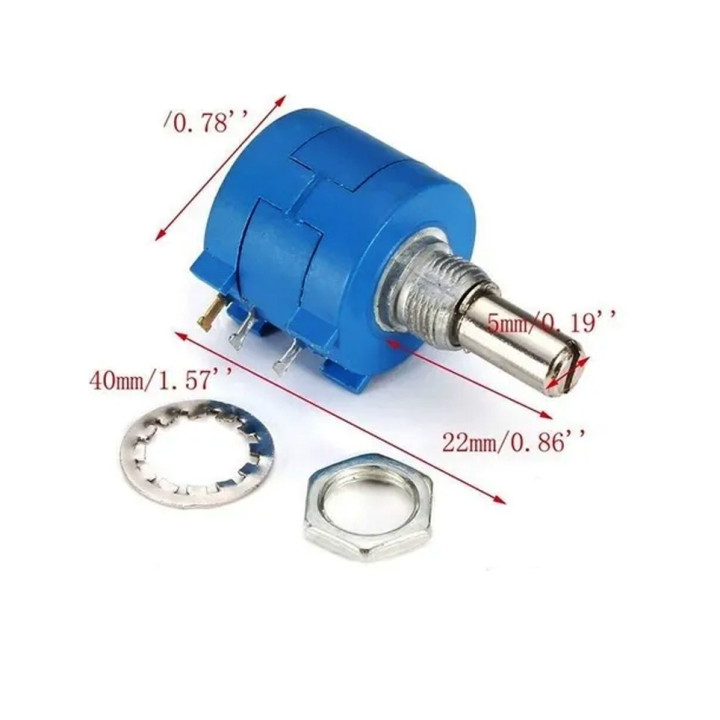 Potenciómetro Lineal de Precisión Industrial Azúl 20kΩ