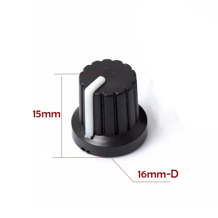 Perilla Negra Estriada para Potenciómetro 15mm