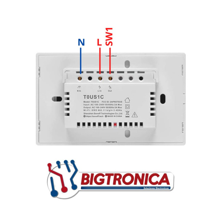 Suiche Inteligente SONOFF T0US1C De Pared Con 1 Salida