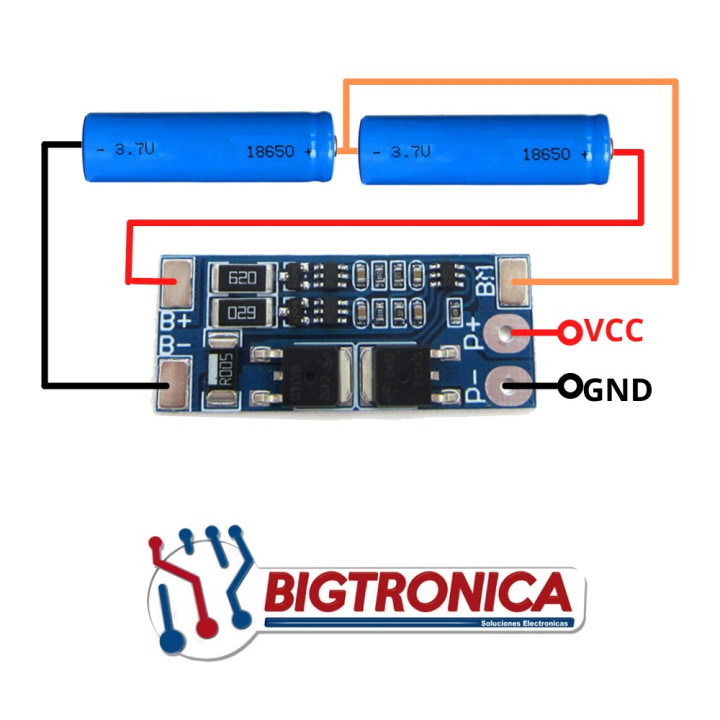 Cargador BMS 18650 2S 8A