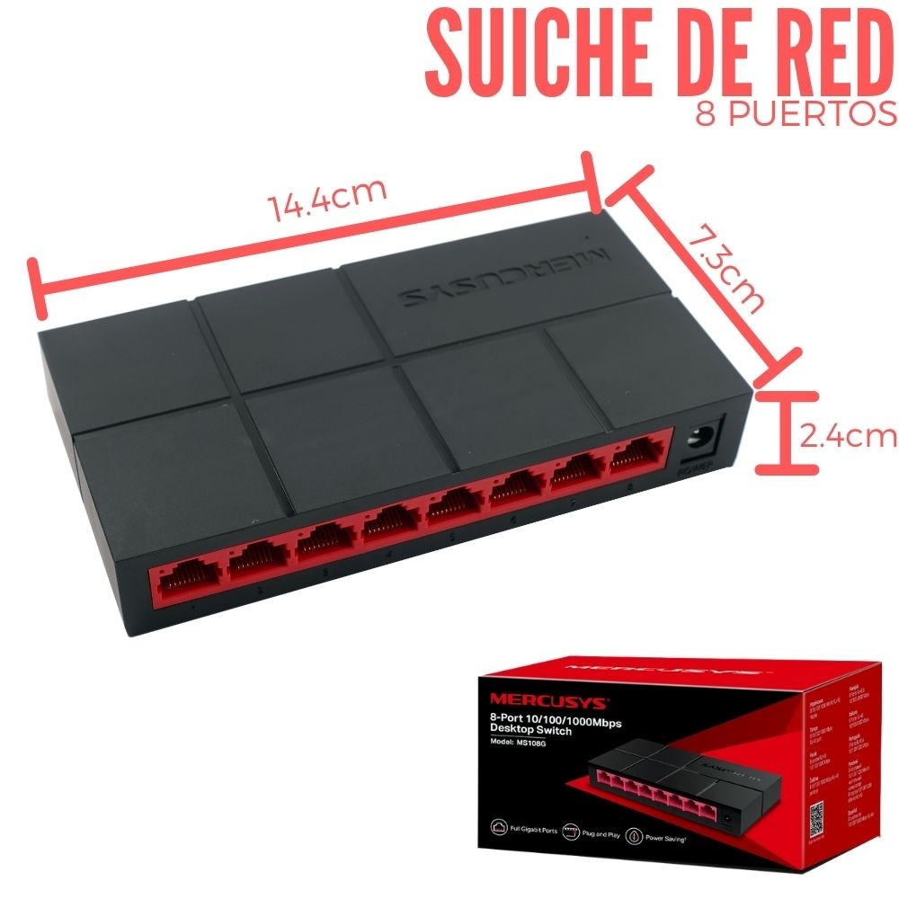 Switch de escritorio de 8 puertos a 10/100/1000 Mbps Mercusys MS108G