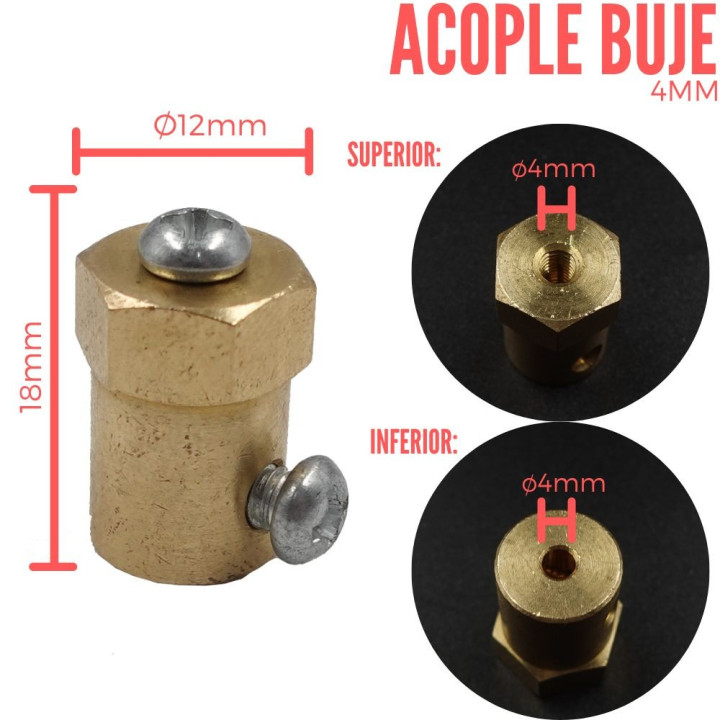 Acople Buje 4MM para Rueda