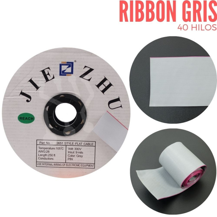Cable Ribbon  40 Hilos Gris X Metro