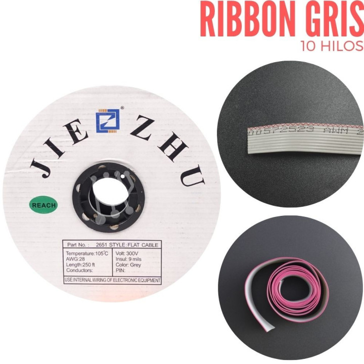 Cable Ribbon  10 Hilos Gris X Metro
