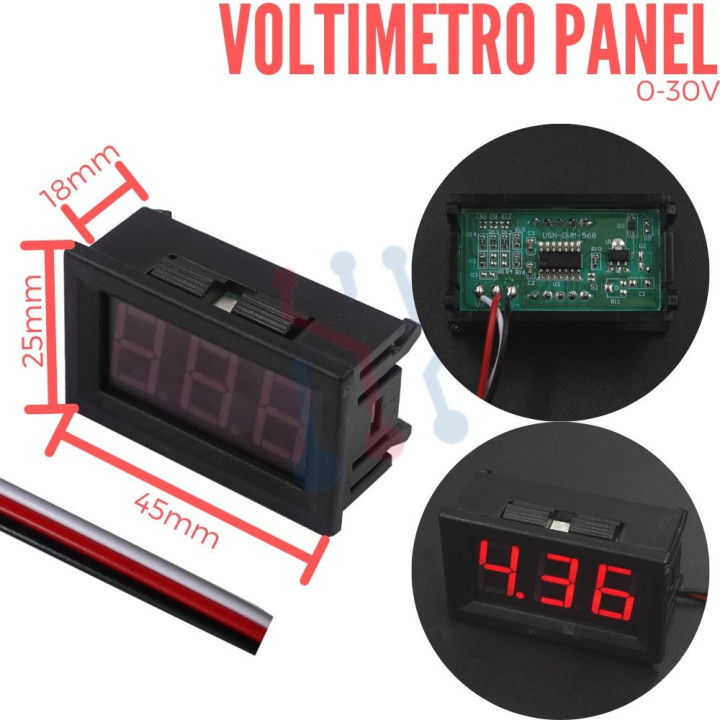 Voltímetro de Panel 0-30V DC