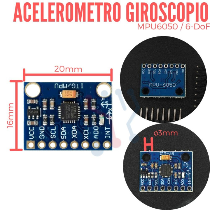 Acelerometro y Giroscopio GY-521 (MPU-6050)